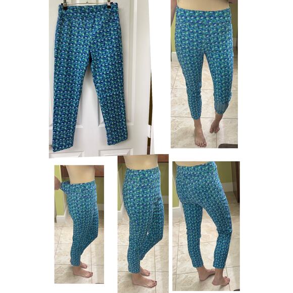 Soft Surroundings small blue floral pull on pants capri length back pockets - Picture 8 of 8